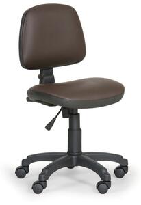 Pracovní židle na kolečkách MILANO bez područek, permanentní kontakt, pro měkké podlahy,hnědá