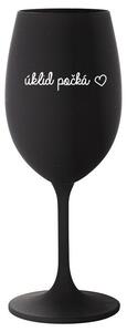 ÚKLID POČKÁ - černá sklenička na víno 350 ml