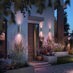 PHILIPS HUE 17463/47/P7 exteriérové ​​nástěnné svítidlo Appear 2x8W/1200lm 2000-6500K, RGB IP44 nerez