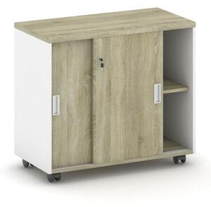 Kancelářská zasouvací skříňka na kolečkách MIRELLI A+, 800 x 420 x 750 mm, bříza