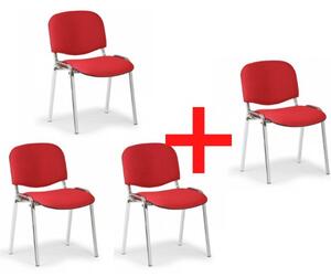 Konferenční židle VIVA chrom 3+1 ZDARMA, červená