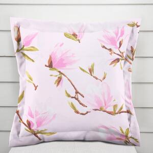 Biante Bavlněný povlak na polštář s lemem Sandra SA-233 Květy magnolie na růžovém 30 x 50 cm