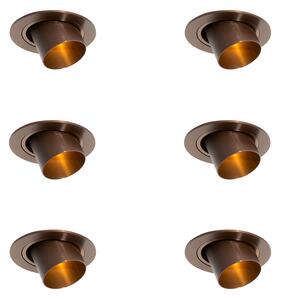 Sada 6 zapuštěných bodových světel tmavě bronzová GU10 35mm kulatá naklápěcí - Installa