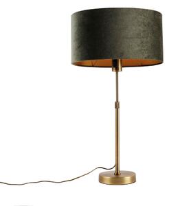 Stolní lampa bronzová s oválným sametovým stínidlem zelená 35cm - Parte