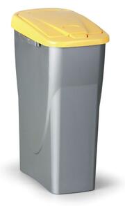 Plastový odpadkový koš s víkem 25 l, žluté víko