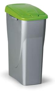 Plastový odpadkový koš s víkem 25 l, zelené víko