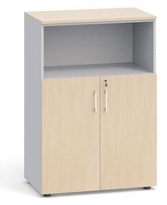 Kancelářská skříň kombinovaná PRIMO, 1087 x 800 x 420 mm, šedá / bříza