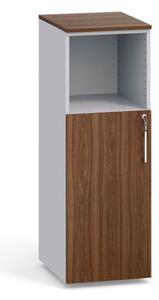 Kancelářská skříň kombinovaná s dveřmi PRIMO, 1087 x 400 x 420 mm, šedá / ořech