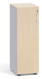 Nizká kancelářská skříň PRIMO, 1087 x 400 x 420 mm, šedá / bříza