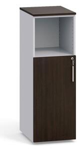 Kombinovaná kancelářská skříň PRIMO, 1087 x 400 x 420 mm, šedá / wenge