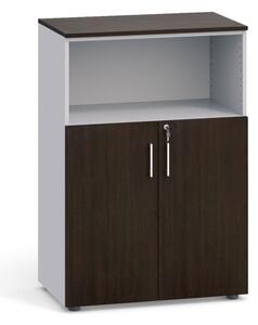 Kombinovaná kancelářská skříň PRIMO, 1087 x 800 x 420 mm, šedá / wenge