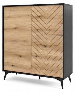 Komoda Verniro Meble 104 x 39 x 119 Cm černá, dub evoke coast matný