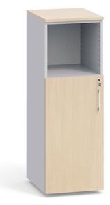 Kombinovaná kancelářská skříň PRIMO, 1087 x 400 x 420 mm, šedá / bříza