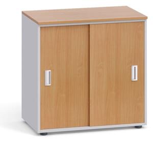 Kancelářská skříň se zasouvacími dveřmi PRIMO, 740 x 800 x 420 mm, šedá / buk