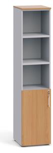 Kombinovaná kancelářská skříň PRIMO, dveře na 2 patra, 1781 x 400 x 420 mm, šedá / ořech