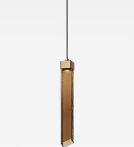 Brokis Designové LED závěsné svítidlo Comet Square 480, PC1379 Povrch Montury: Broušená bronz lak, Barva skla: Šedá kouřová - transparentní sklo, Baldachýn: Broušená champagne lak