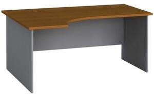 Rohový kancelářský pracovní stůl PRIMO FLEXI, 1600 x 120 mm, šedá / třešeň, levý
