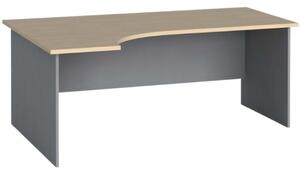Rohový kancelářský pracovní stůl PRIMO FLEXI, 1800 x 1200 mm, šedá / bříza, levý