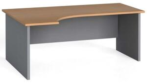 Rohový kancelářský pracovní stůl PRIMO FLEXI, 1800 x 1200 mm, šedá / buk, levý