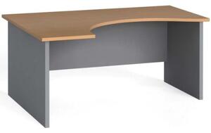 Ergonomický kancelářský pracovní stůl PRIMO FLEXI, 1600 x 1200 mm, šedá / buk, levý