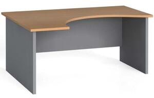 Ergonomický kancelářský pracovní stůl PRIMO FLEXI, 1600 x 1200 mm, šedá / bříza, levý