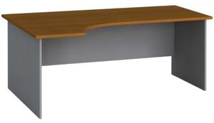 Rohový kancelářský pracovní stůl PRIMO FLEXI, 1800 x 1200 mm, šedá / třešeň, levý