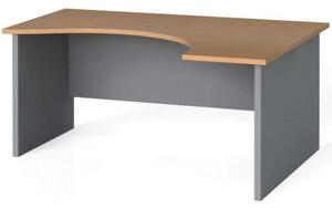 Ergonomický kancelářský pracovní stůl PRIMO, 1600 x 1200 mm, šedá / buk, pravý
