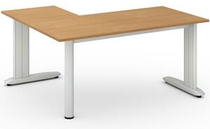Rohový kancelářský psací stůl PRIMO FLEXIBLE 1600 x 1400 mm, ořech