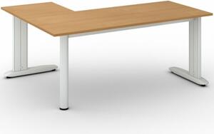 Rohový kancelářský psací stůl PRIMO FLEXIBLE 1800 x 1400 mm, ořech