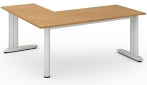Rohový kancelářský psací stůl PRIMO FLEXIBLE 1800 x 1600 mm, buk