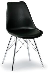 Plastová konferenční / jídelní židle s koženým sedákem CHRISTINE, černá
