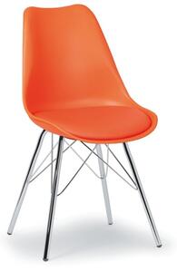 Plastová konferenční / jídelní židle s koženým sedákem CHRISTINE, oranžová