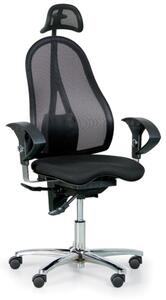 Zdravotní balanční kancelářská židle EXETER NET s opěrkou hlavy, černá