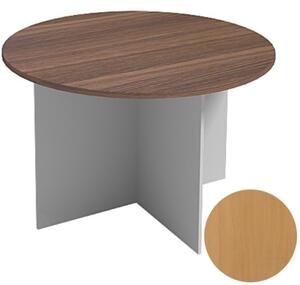 Jednací stůl s kulatou deskou PRIMO FLEXI, průměr 1200 mm, šedá / buk