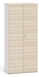 Dvoudveřová kancelářská skříň PRIMO, 1781 x 800 x 420 mm, bílá/dub přírodní