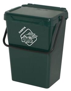 Plastový odpadkový koš pro třídění odpadu, tmavě zelený, 35 l