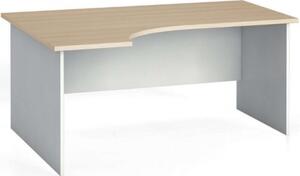 Rohový kancelářský pracovní stůl PRIMO FLEXI, 1600 x 1200 mm, bílá/dub přírodní, levý