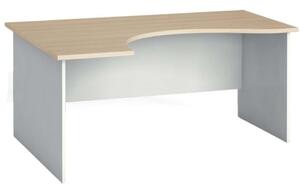 Ergonomický kancelářský pracovní stůl PRIMO FLEXI, 1600 x 1200 mm, bílá/dub přírodní, levý