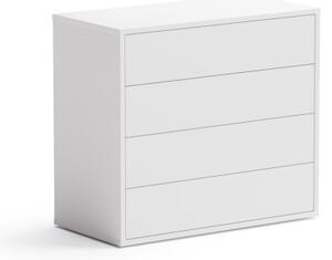 Kancelářský zásuvkový díl BLOCK White, nízký, 4 zásuvky, bílá