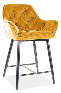 SIG Barová židle CHERRY H-2 velvet žlutá