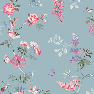 Vliesová tapeta na zeď, modrá, květiny, motýli, 125504, Cath Kidstone