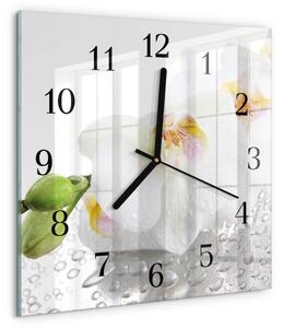 Skleněné hodiny na stěnu Orchidej zskc-30x30-00058181