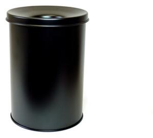 Odpadkový kovový koš s protipožárním víkem, 18 l, černá