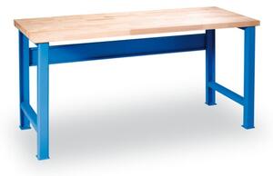 Dílenský pracovní stůl GÜDE Variant, buková spárovka, 1700 x 685 x 840 mm, modrá