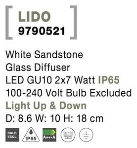 NV 9790521 Venkovní nástěnné svítidlo LIDO bílý pískovec skleněný difuzor GU10 2x7W IP65 100-240V bez žárovky světlo nahoru a dolů - NOVA LUCE