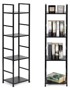 MODERNHOME Dřevěný regál s kovovým rámem Loft 4 police černý