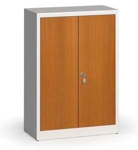 Svařované skříně s lamino dveřmi, 1150 x 800 x 400 mm, RAL 7035/třešeň