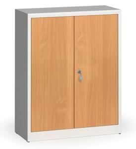 Svařované skříně s lamino dveřmi, 1150 x 920 x 400 mm, RAL 7035/buk