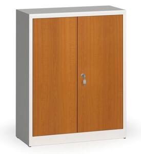 Svařované skříně s lamino dveřmi, 1150 x 920 x 400 mm, RAL 7035/třešeň