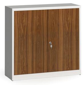Svařované skříně s lamino dveřmi, 1150 x 1200 x 400 mm, RAL 7035/ořech